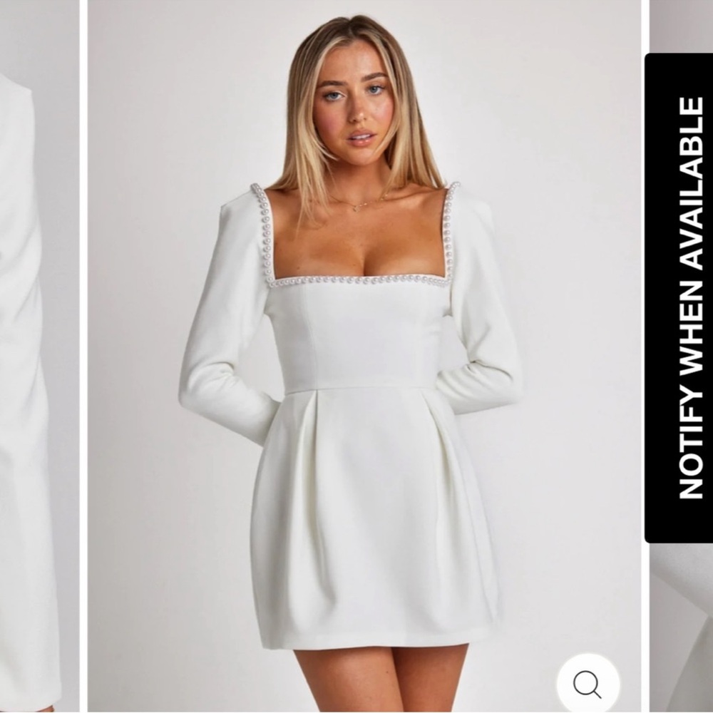 Oddmuse Ultimate Muse Pearl Mini Dress White Long Sleeve Large